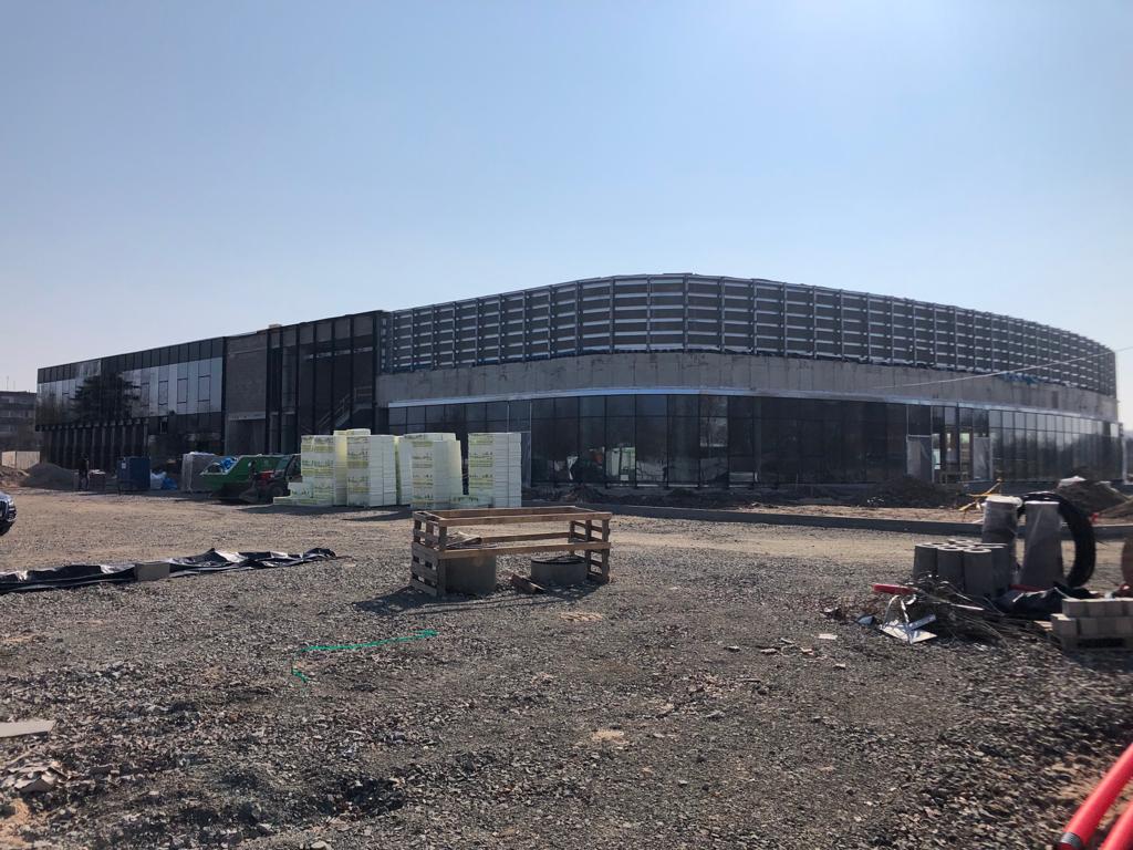 Construction of a sports complex. Žemaitijos g. 2, Naujoji Akmenė, Lietuva.